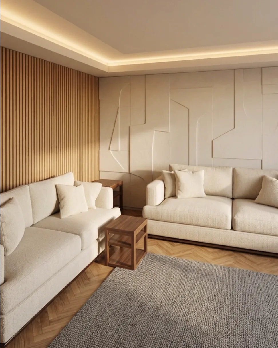 Aynı salonun fotoğraf gerçekliğinde AI renderı.